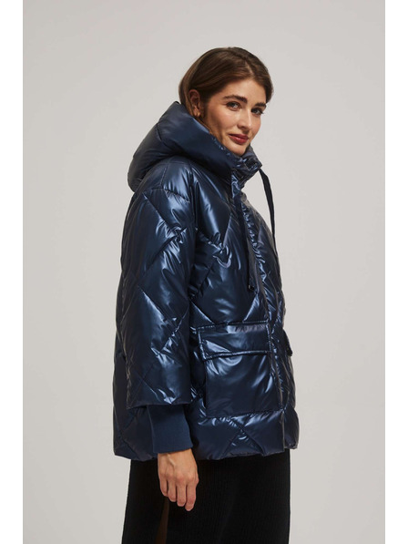 Moodo Fémes steppelt kabát sötétkék Moodo
