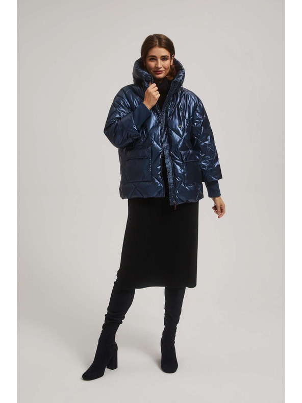 Moodo Fémes steppelt kabát sötétkék Moodo