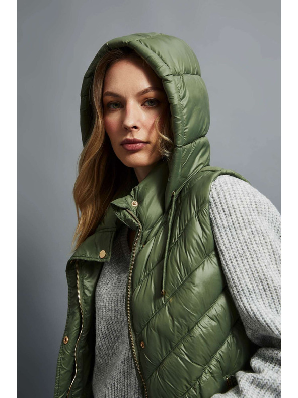 Moodo Steppelt mellény kapucnival olíva Moodo