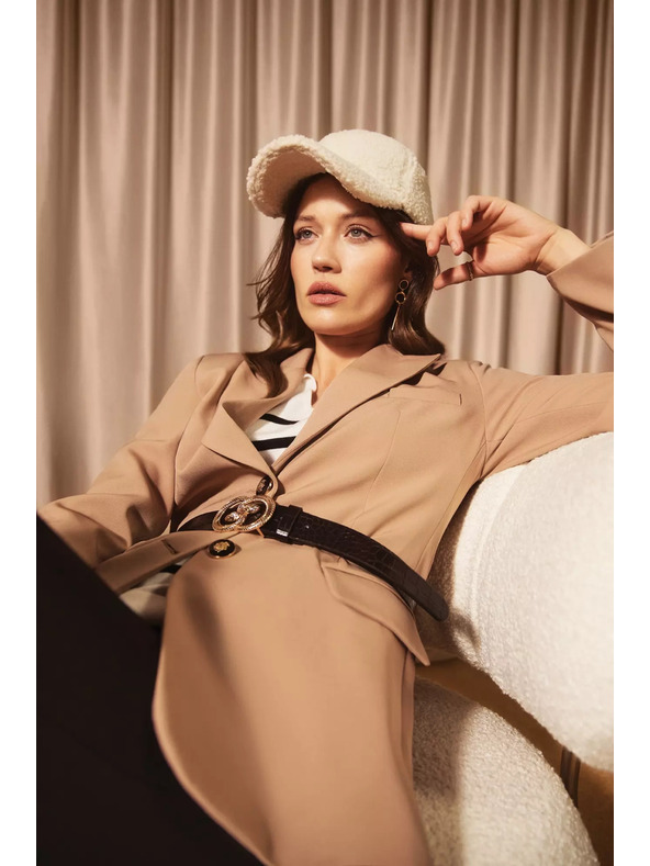 Moodo Egysoros blézer sötét bézs Moodo