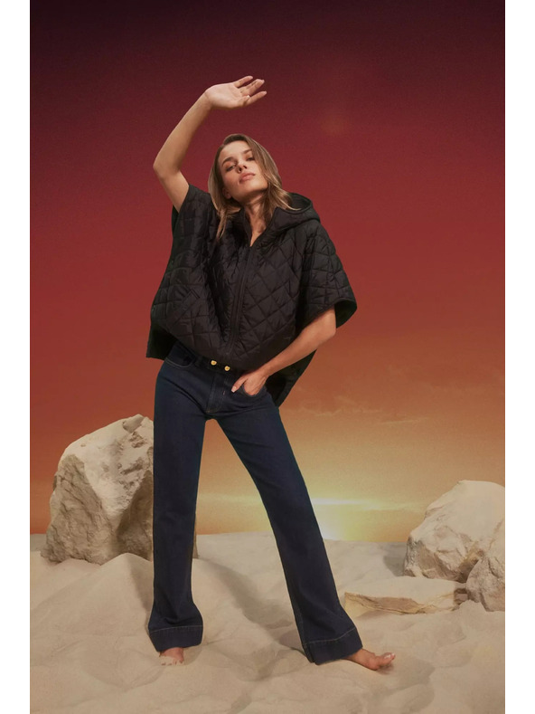 Moodo Sötétkék közepes derekú wide leg farmer Moodo