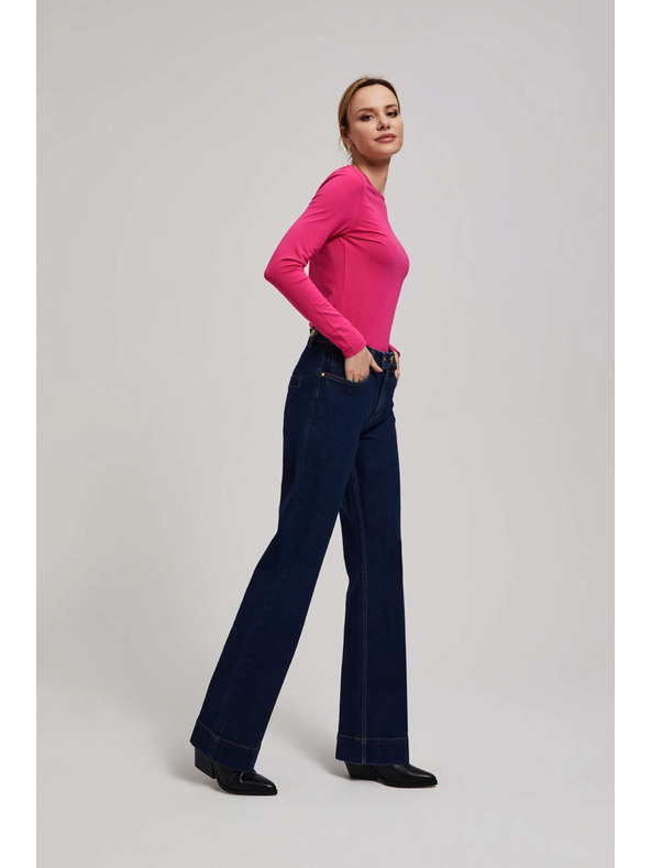 Moodo Sötétkék közepes derekú wide leg farmer Moodo