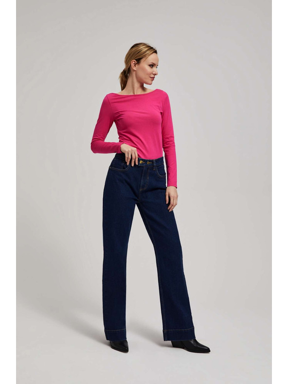 Moodo Sötétkék közepes derekú wide leg farmer Moodo