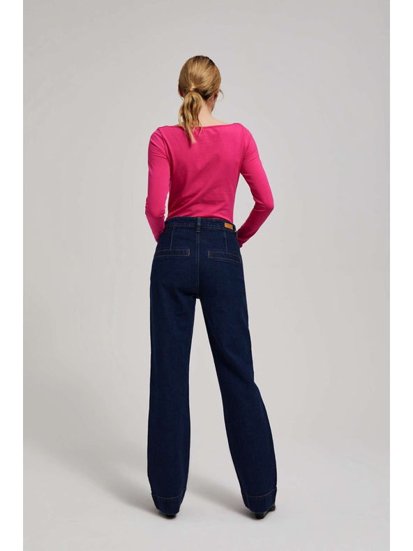 Moodo Sötétkék közepes derekú wide leg farmer Moodo