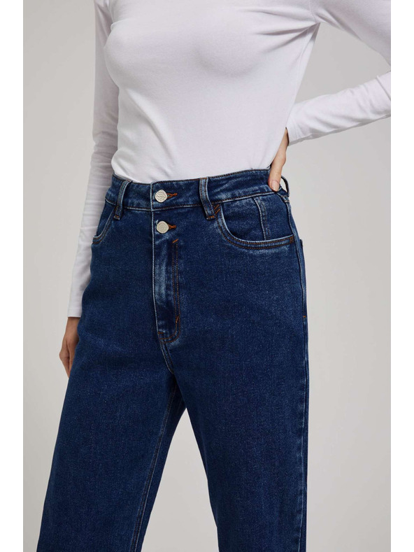 Moodo Sötétkék wide leg farmer dupla gombbal Moodo