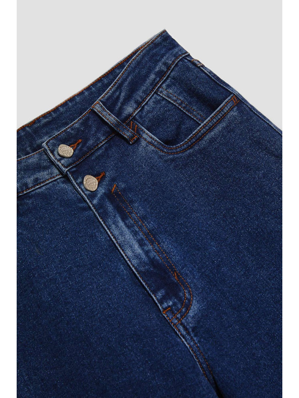 Moodo Sötétkék wide leg farmer dupla gombbal Moodo