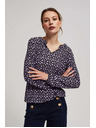 Moodo Levendula V-nyakú mintás blúz Moodo