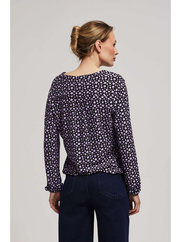 Moodo Levendula V-nyakú mintás blúz Moodo