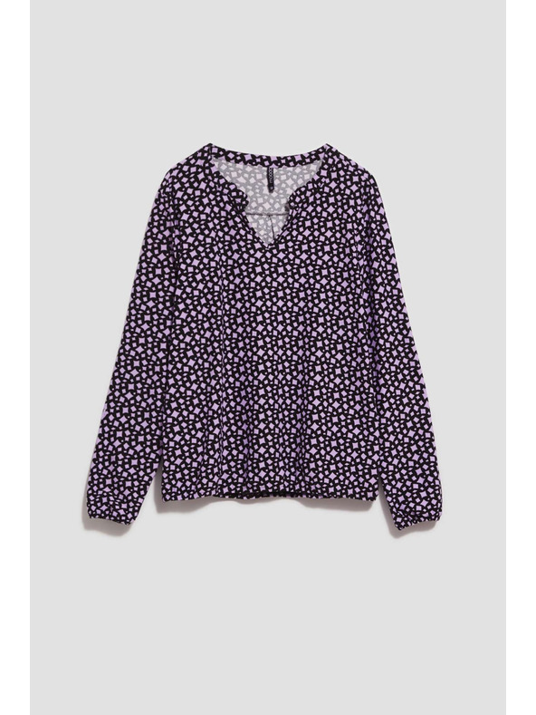 Moodo Levendula V-nyakú mintás blúz Moodo