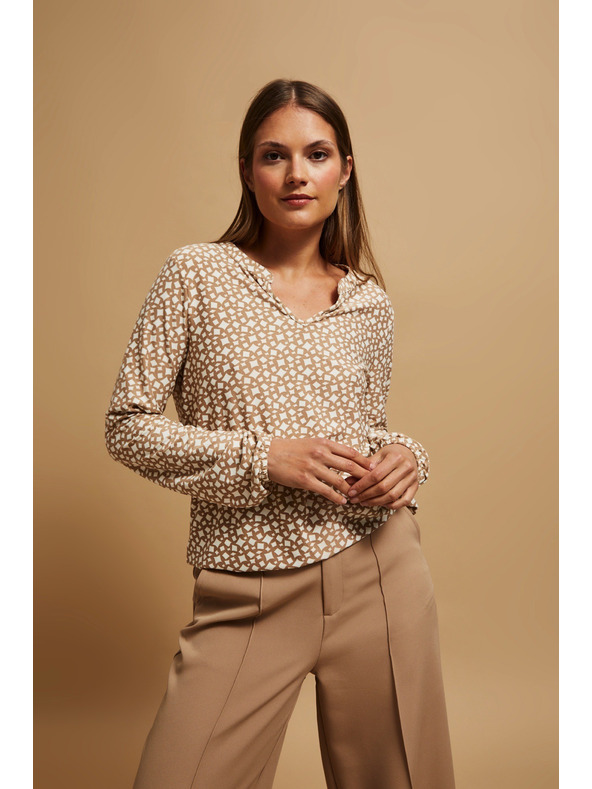 Moodo Gyöngyház V-nyakú mintás blúz Moodo