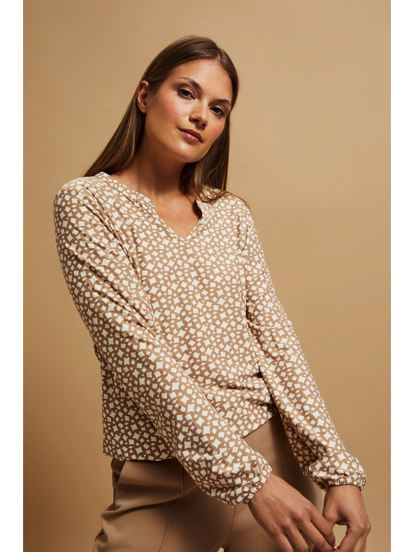 Moodo Gyöngyház V-nyakú mintás blúz Moodo