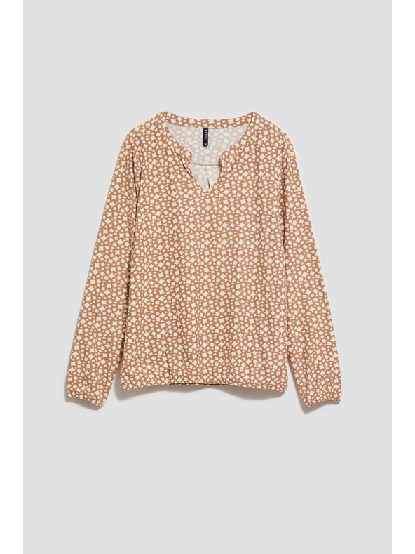 Moodo Gyöngyház V-nyakú mintás blúz Moodo