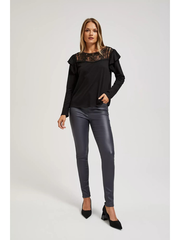 Moodo Fekete póló csipkével Moodo