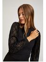 Moodo Fekete blúz díszített ujjakkal Moodo