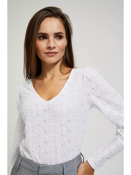 Moodo Azúrkék V-nyakú blúz Moodo