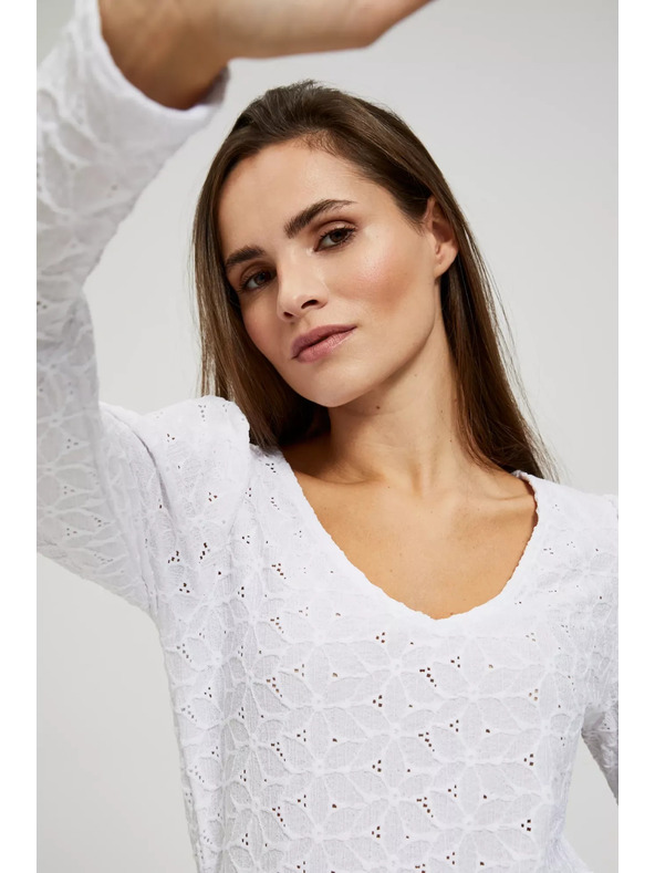 Moodo Azúrkék V-nyakú blúz Moodo