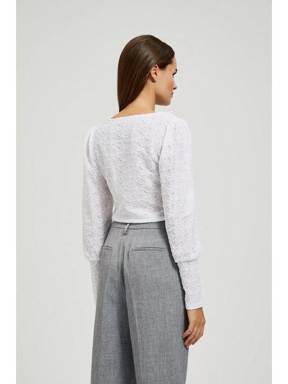 Moodo Azúrkék V-nyakú blúz Moodo