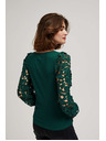 Moodo Smaragdzöld póló csipkés ujjakkal Moodo