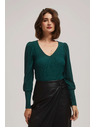 Moodo Moodo smaragdzöld V-nyakú blúz