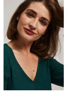Moodo Moodo smaragdzöld V-nyakú blúz