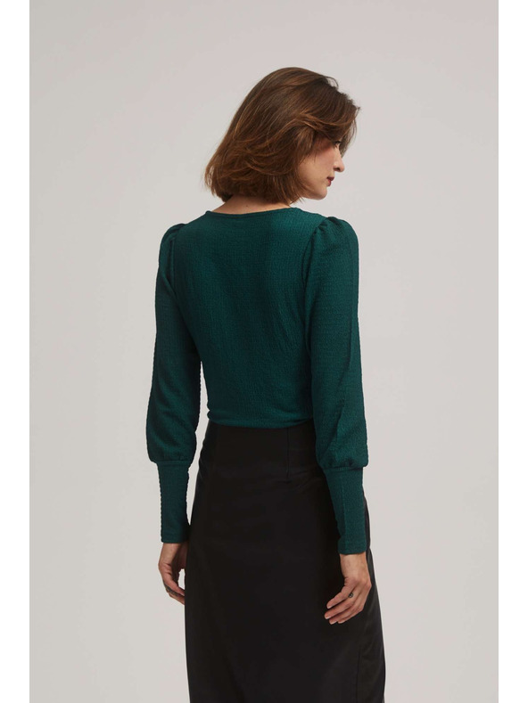 Moodo Moodo smaragdzöld V-nyakú blúz