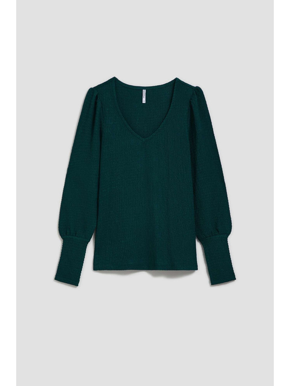 Moodo Moodo smaragdzöld V-nyakú blúz