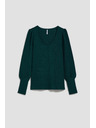 Moodo Moodo smaragdzöld V-nyakú blúz