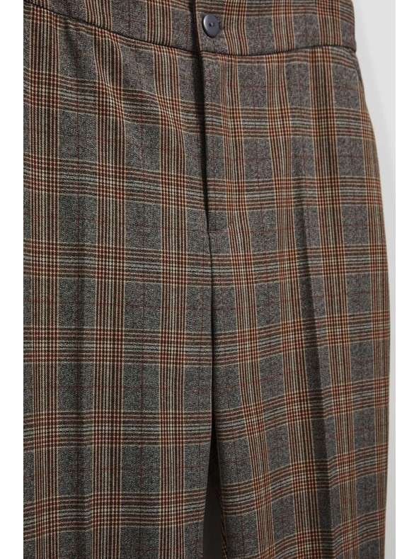 Moodo Moodo szürke kockás nadrág