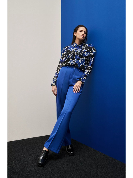 Moodo Moodo kék strukturált bő szárú nadrág