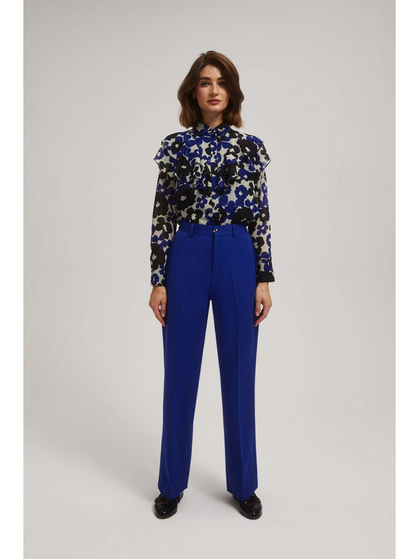 Moodo Moodo kék strukturált bő szárú nadrág