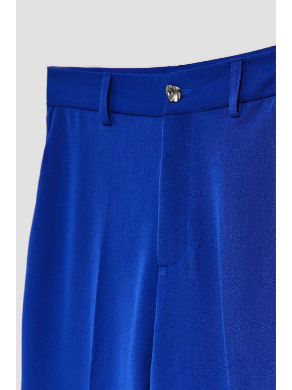 Moodo Moodo kék strukturált bő szárú nadrág