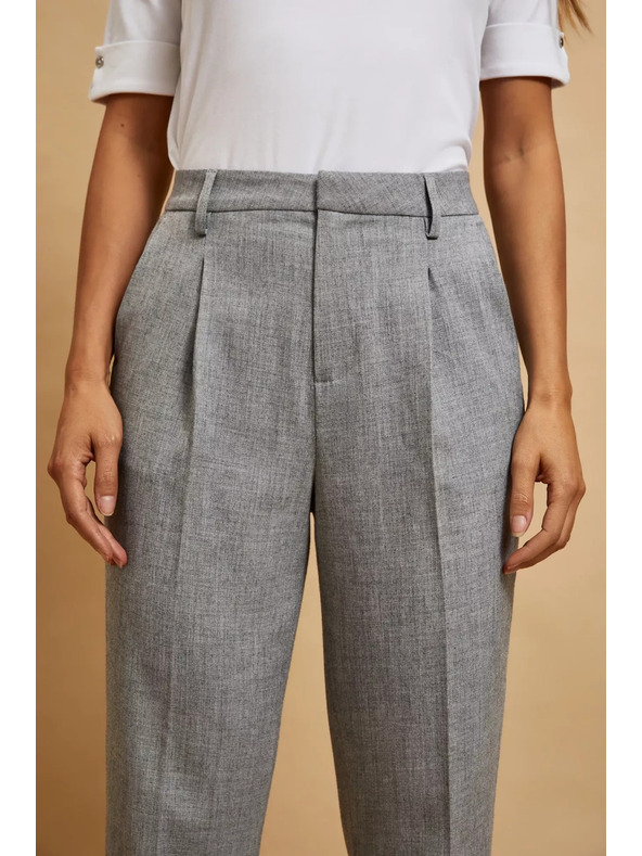 Moodo Moodo szürke alkalmi nadrág felhajtott szárral