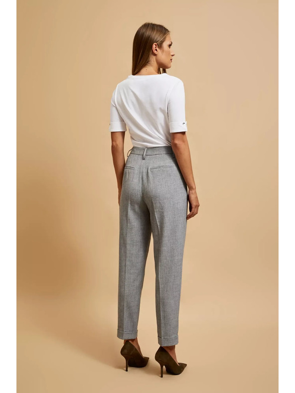 Moodo Moodo szürke alkalmi nadrág felhajtott szárral