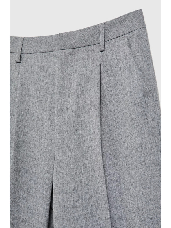 Moodo Moodo szürke alkalmi nadrág felhajtott szárral