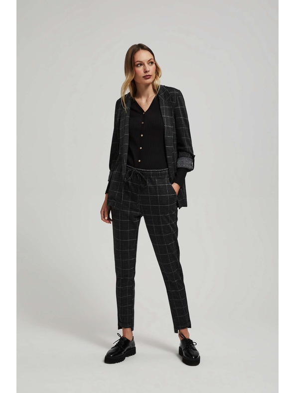 Moodo Moodo fekete kockás nadrág