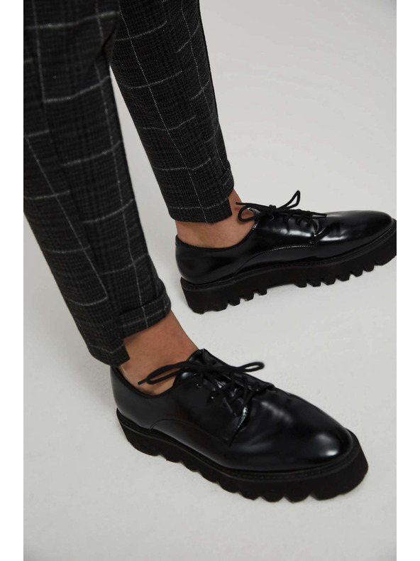 Moodo Moodo fekete kockás nadrág