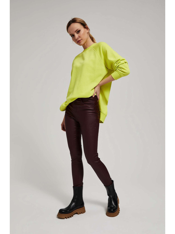 Moodo Moodo gesztenyebarna viaszos szűk nadrág