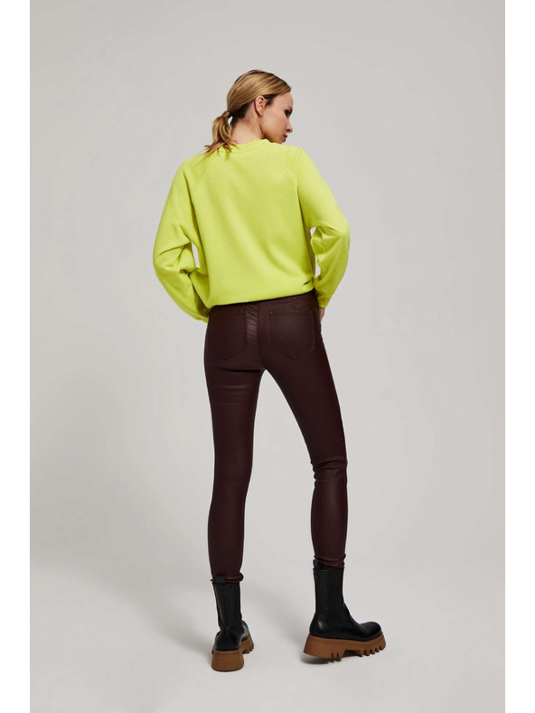 Moodo Moodo gesztenyebarna viaszos szűk nadrág