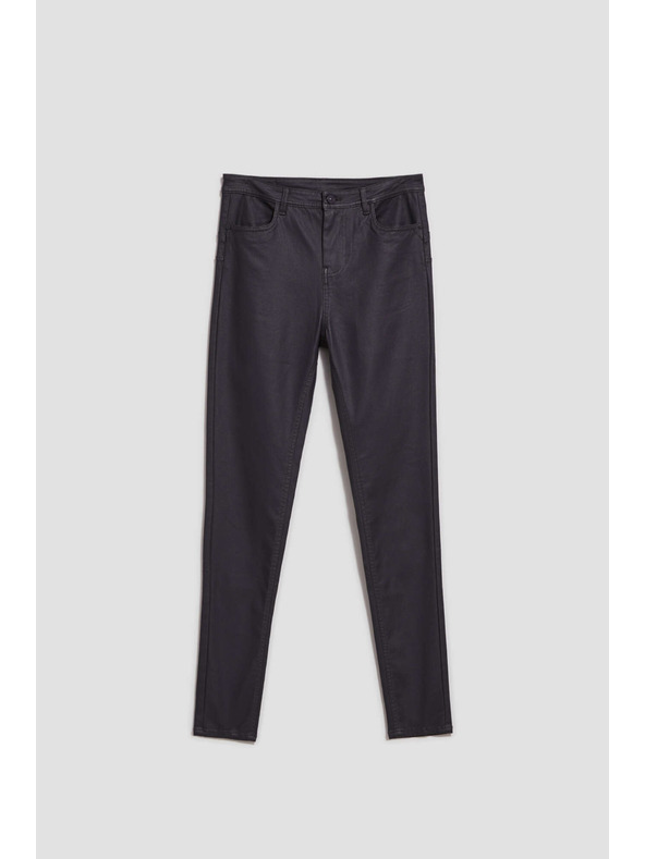 Moodo Moodo szürke viaszos szűk nadrág