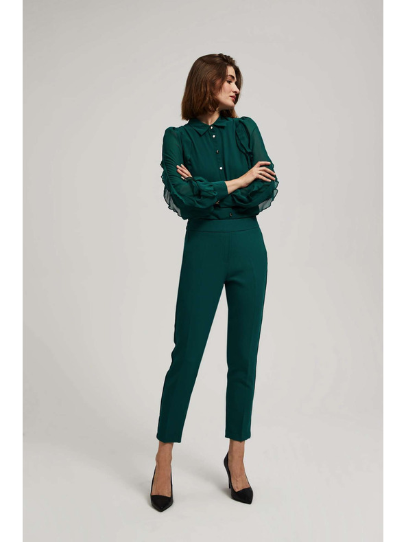 Moodo Moodo smaragdzöld strukturált 7/8-os nadrág