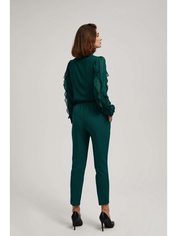 Moodo Moodo smaragdzöld strukturált 7/8-os nadrág