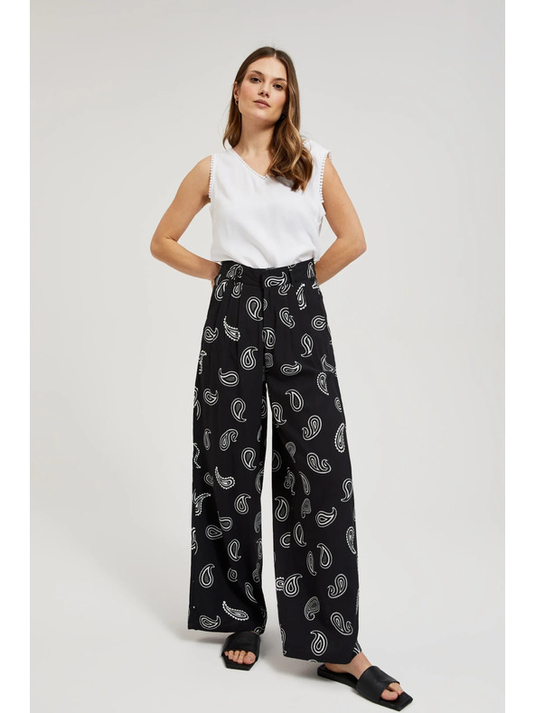 Moodo Moodo fekete finoman mintázott nadrág