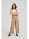 Moodo Moodo bézs gumis derekú bő szárú nadrág
