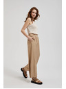 Moodo Moodo bézs gumis derekú bő szárú nadrág