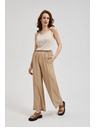 Moodo Moodo bézs gumis derekú bő szárú nadrág