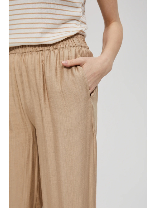 Moodo Moodo bézs gumis derekú bő szárú nadrág