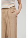 Moodo Moodo bézs gumis derekú bő szárú nadrág