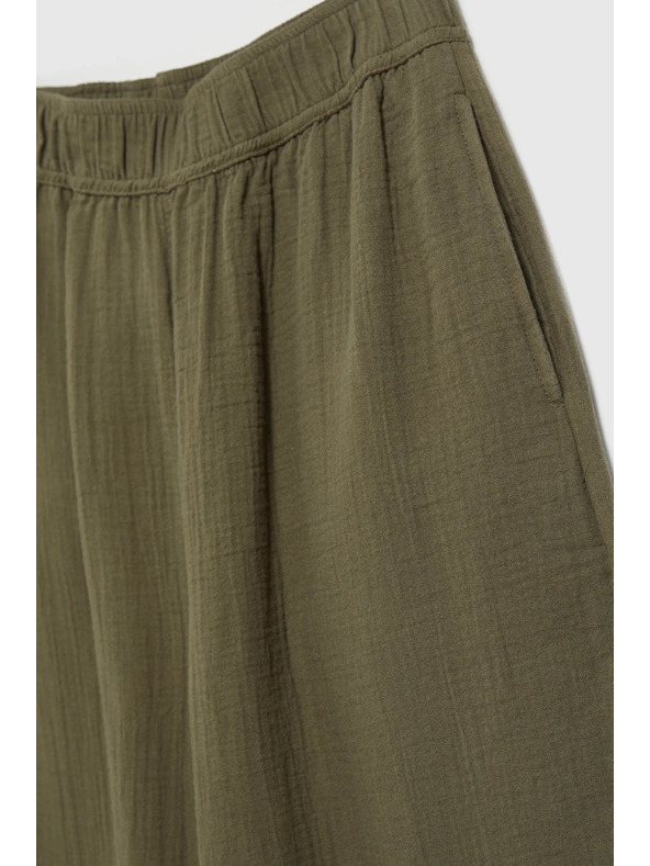 Moodo Moodo olívzöld pamut bő szárú nadrág