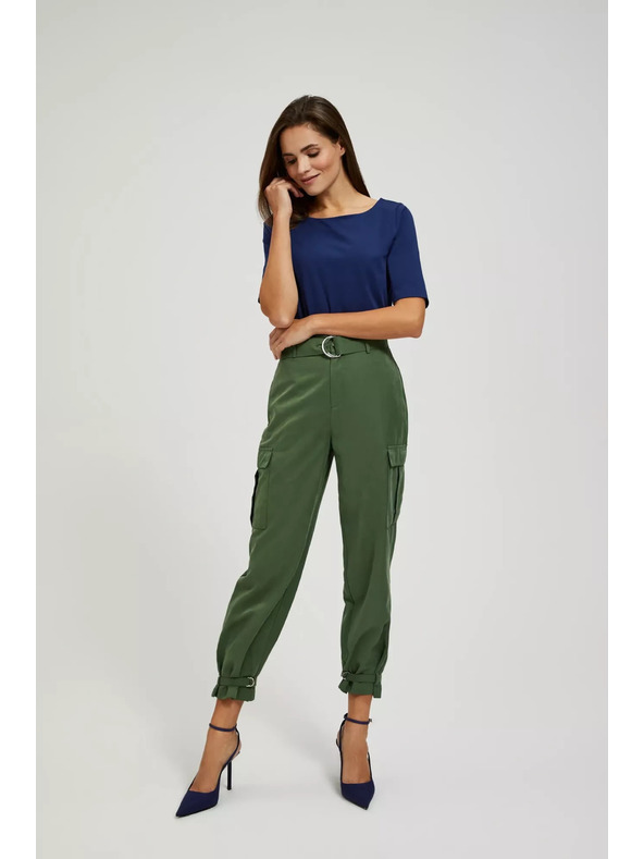 Moodo Moodo khaki cargo nadrág szűkített szárral