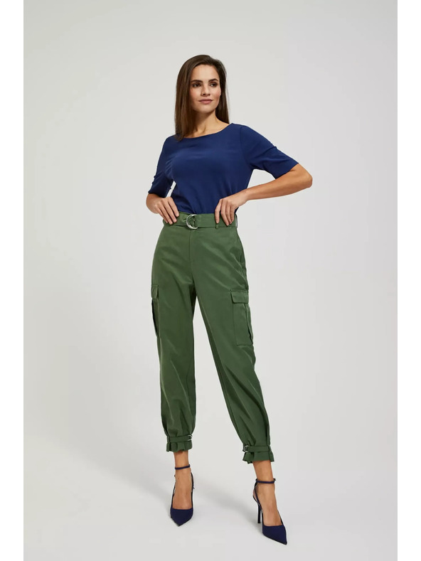 Moodo Moodo khaki cargo nadrág szűkített szárral